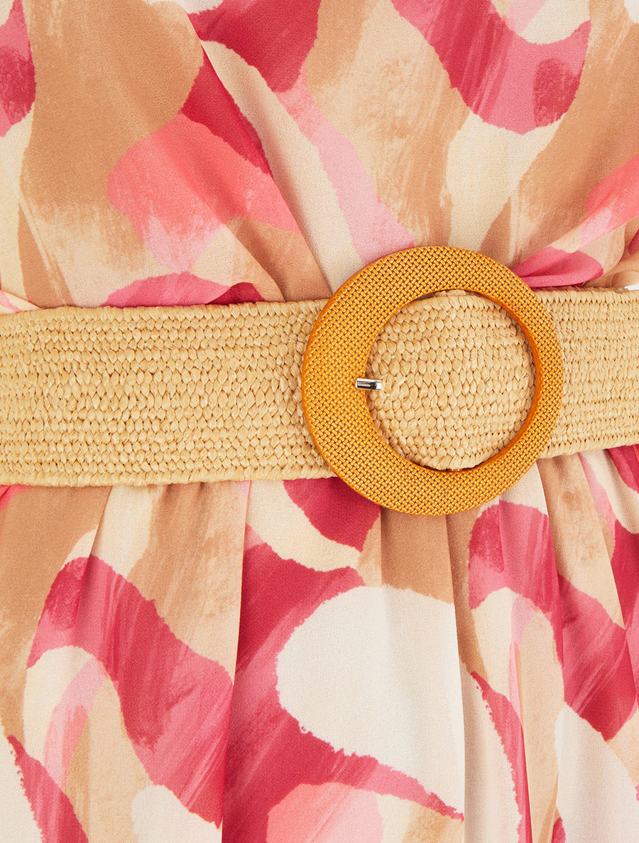 Robe à mancherons volantés imprimé fantaisie - Rose - 3