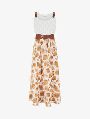 Robe longue à imprimé girafe et bretelles simili - Marron - 1