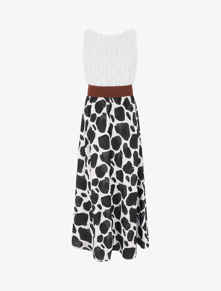 Robe longue à imprimé girafe et bretelles simili - Noir - 2