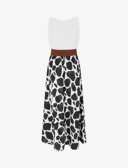 Robe longue à imprimé girafe et bretelles simili - Noir - 2