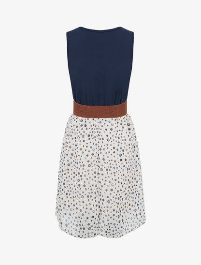 Robe coupe évasée imprimé pois fantaisies - Marine - 2