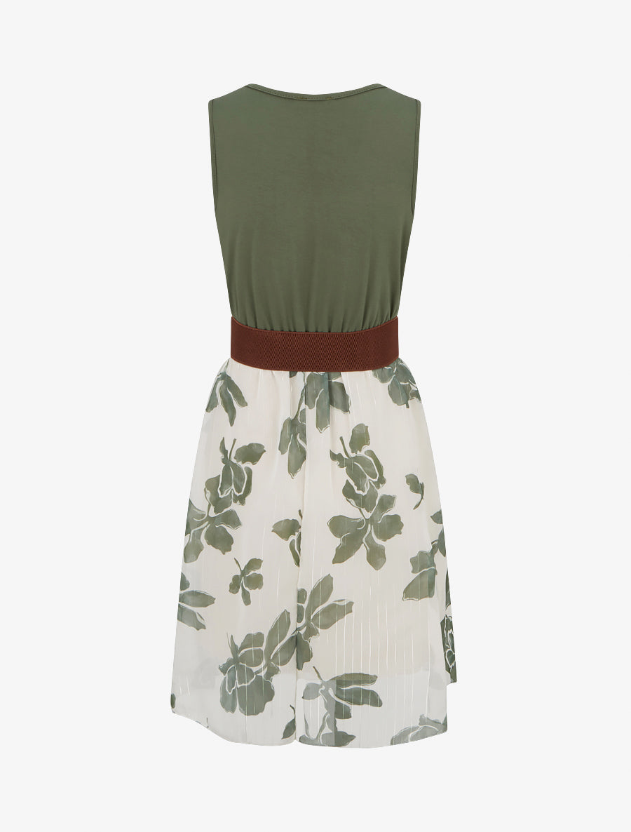 Robe coupe évasée imprimé floral - Kaki - 2