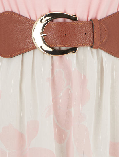 Robe coupe évasée imprimé floral - Rose - 3