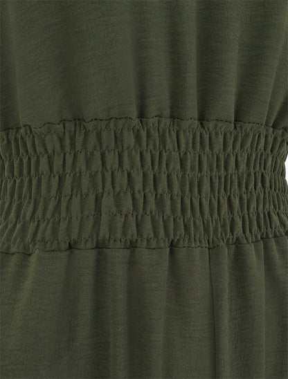 Combinaison unie à bretelles à motif coeurs - Kaki - 3