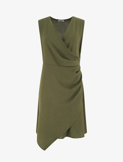 Robe sans manches style portefeuille - Kaki - 1