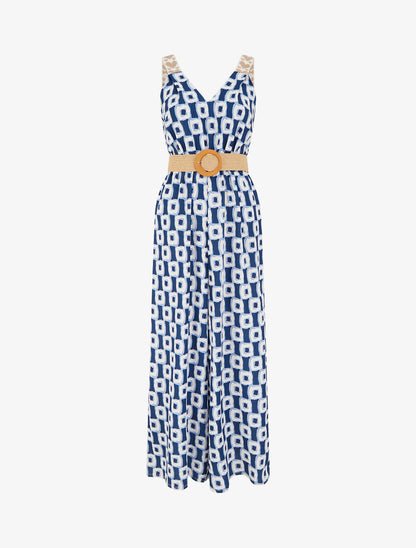 Combinaison imprimé abstrait à bretelles motif coeurs - Marine - 1