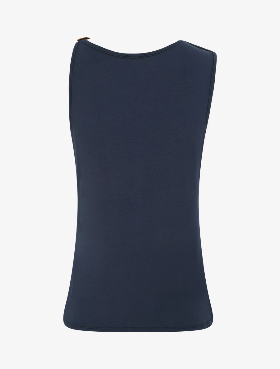 Top fluide à bretelle en simili - Marine - 2