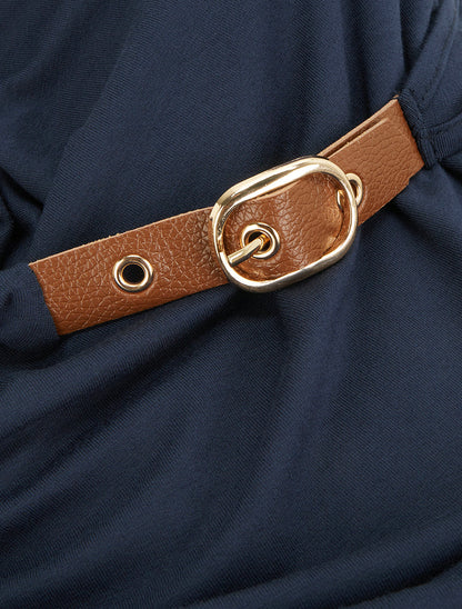 Top fluide à bretelle en simili - Marine - 3