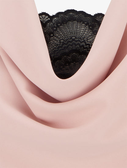 Top sans manches à col bénitier et dentelle - Rose - 3