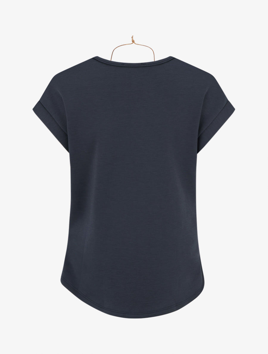 Top manches courtes à col bénitier - Marine - 2