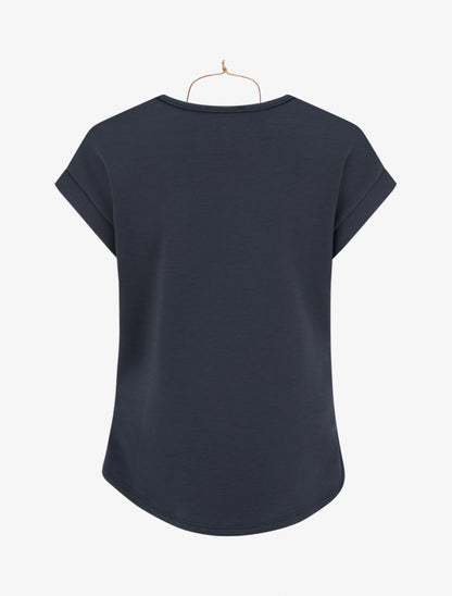 Top manches courtes à col bénitier - Marine - 2