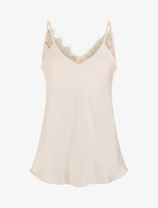 Caraco satiné à dos en dentelle - Rose pâle - 1