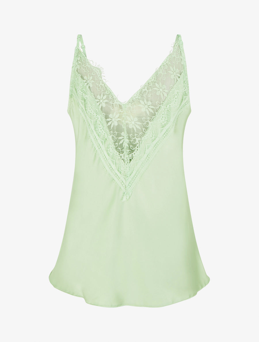 Caraco satiné à dos en dentelle - Vert pomme - 2