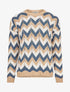 Pull imprimé zig-zag dorés - Bleu charrette - 1