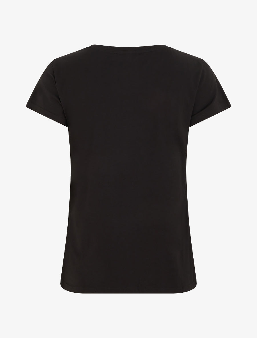 T-shirt floqué à strass et perles - Noir - 2