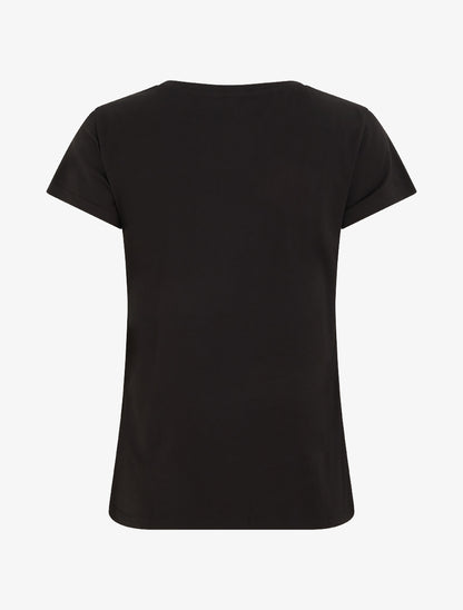 T-shirt floqué à strass et perles - Noir - 2