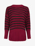 Pull ample rayé à côtés ouverts - Rouge cerise - 1