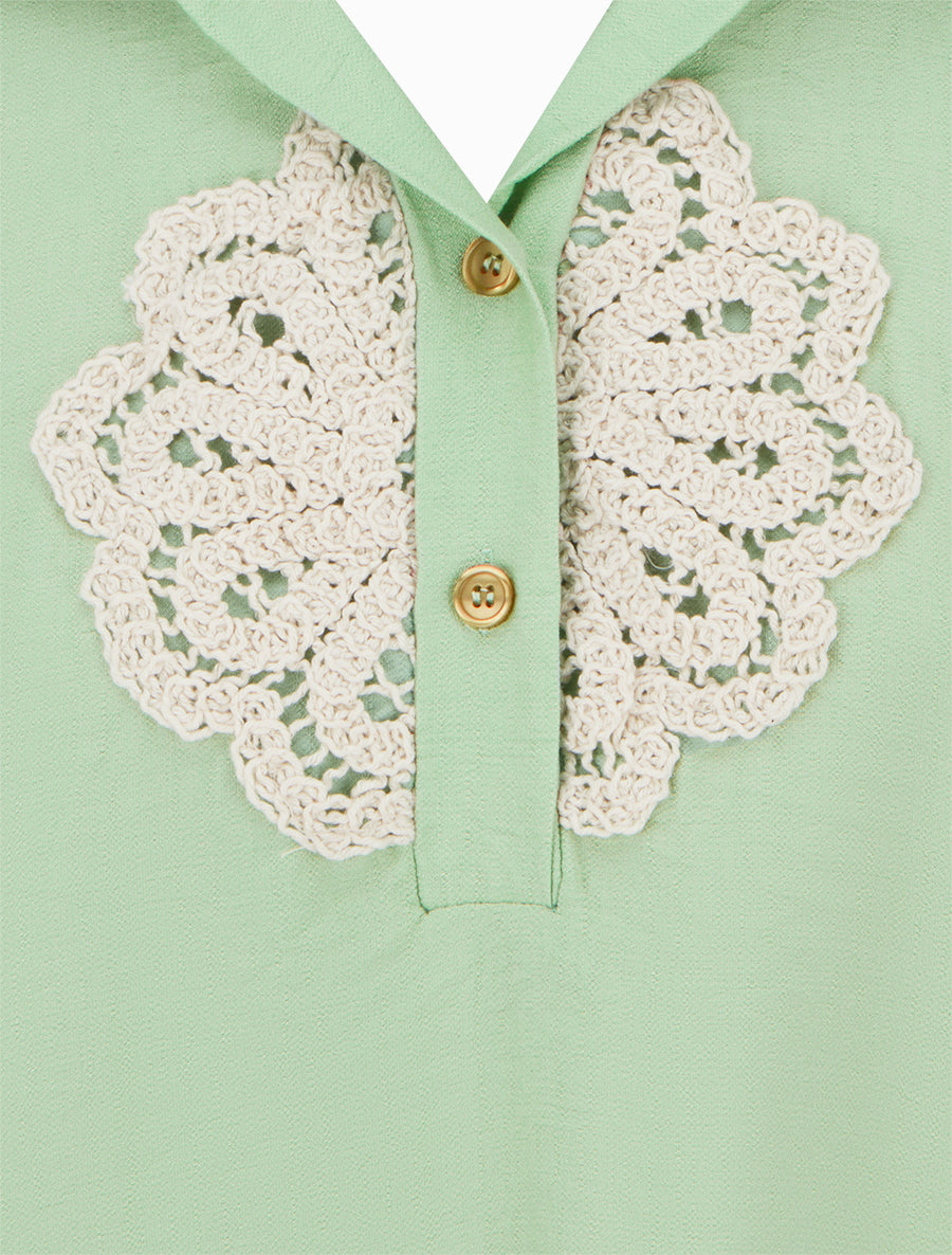 Blouse sans manches à empiècement crochet - Vert pomme - 3