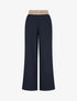 Pantalon fluide unie à taille haute - Marine - 1