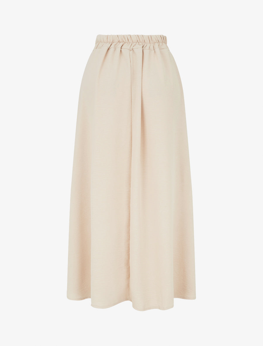 Jupe fluide longue à bande imprimé - Beige - 2