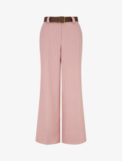 Pantalon droit uni élastiqué - Rose - 1