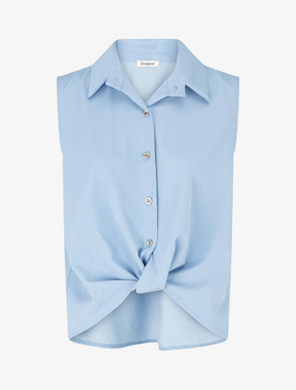 Chemise sans manches effet torsadé - Bleu ciel - 1