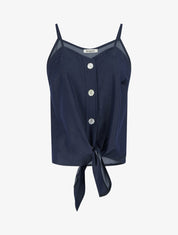 Débardeur à noeud et fines bretelles - Bleu foncé - 1