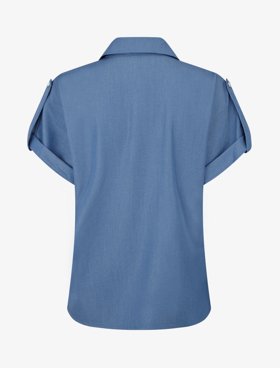 Chemise uni à poches - Bleu foncé - 2