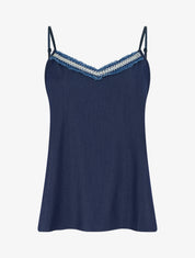 Débardeur à col V brodé - Marine - 1