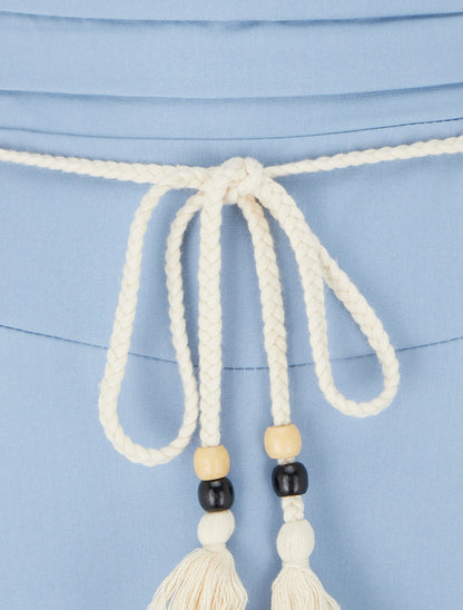 Jupe longue élastiquée à ceinture - Bleu ciel - 3