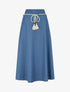 Jupe longue élastiquée à ceinture - Bleu denim - 1