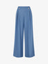 Pantalon fluide uni à pont - Bleu - 1