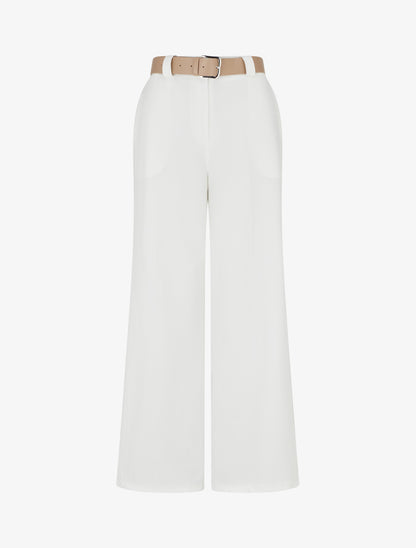 Pantalon ample à motif rayé - Blanc - 1