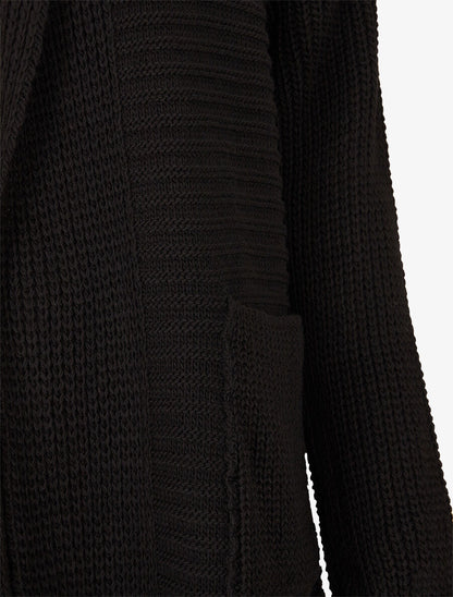 Gilet en maille à capuche - Noir - 3