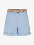 Short ceinturé uni à ourlet - Bleu ciel - 1