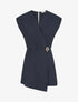 Combishort style robe portefeuille à broche - Marine - 1