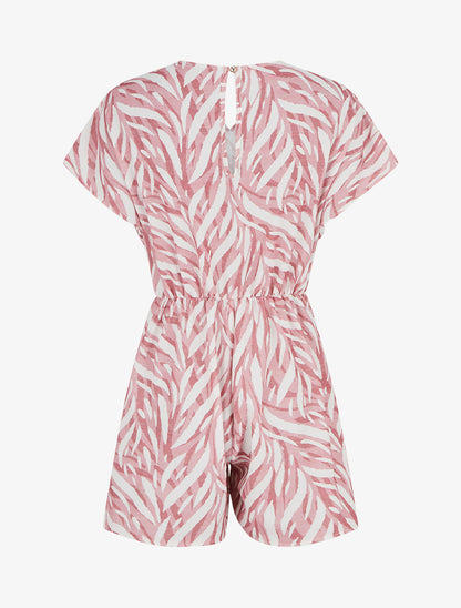 Combishort droit manches courtes imprimé graphique - Rose - 2