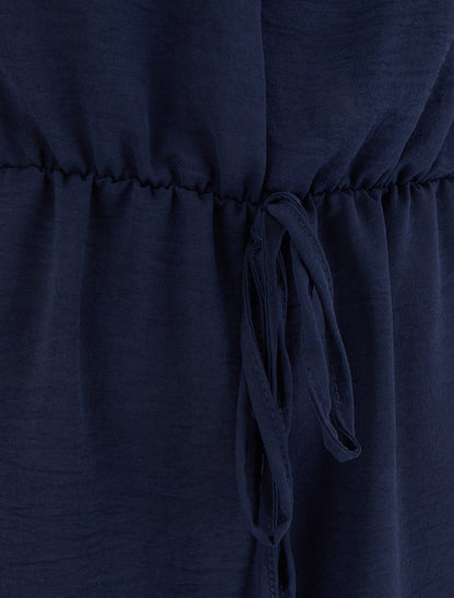 Combishort uni à taille élastiquée - Marine - 3