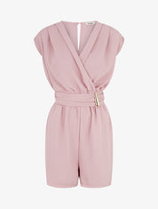 Combishort uni à empiècement bijou à la taille - Vieux rose - 1