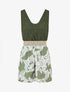 Combishort imprimé floral à buste en dentelle - Kaki - 1