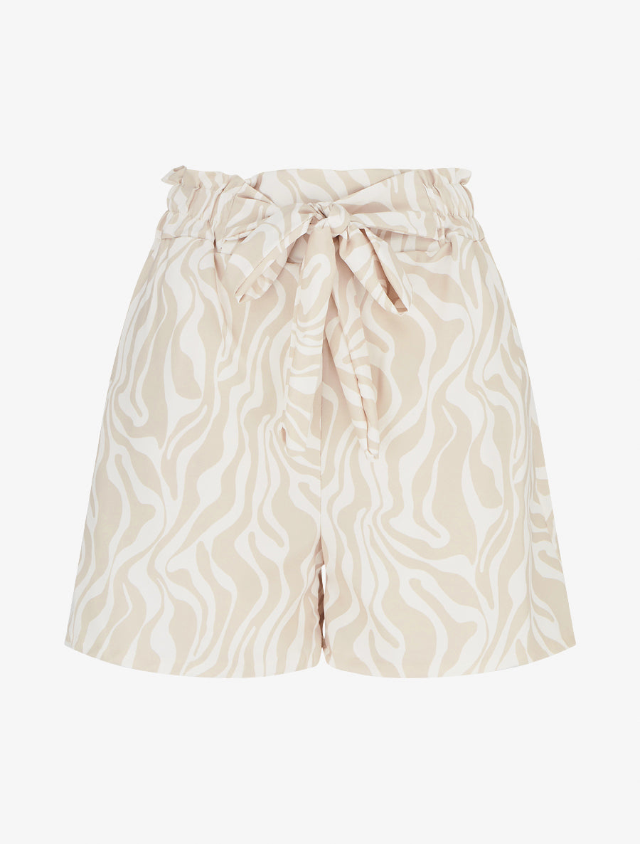Short paperbag à imprimé fantaisie - Beige - 1