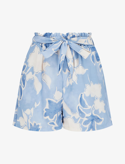 Short fluide à imprimé floral - Bleu ciel - 1