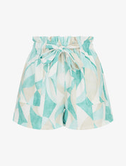 Short évasé imprimé graphique - Turquoise - 1