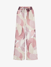 Pantalon fluide imprimé graphique - Vieux rose - 1