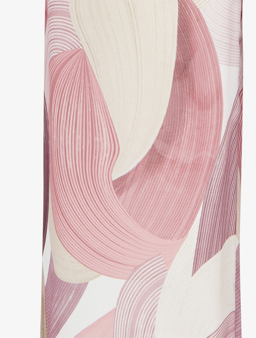 Pantalon fluide imprimé graphique - Vieux rose - 3