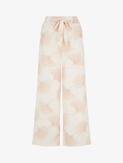 Pantalon fluide imprimé ginko - Beige - 1