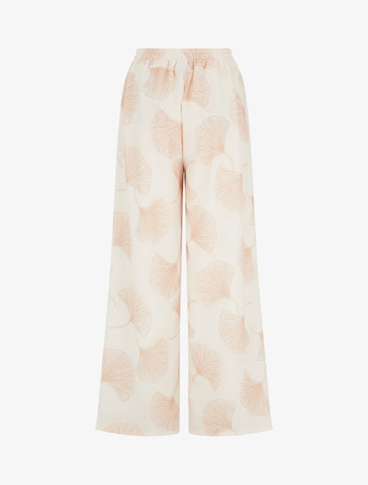 Pantalon fluide imprimé ginko - Beige - 2