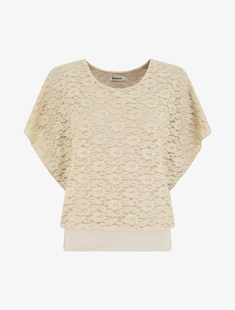 Top boule en dentelle - Beige - 1