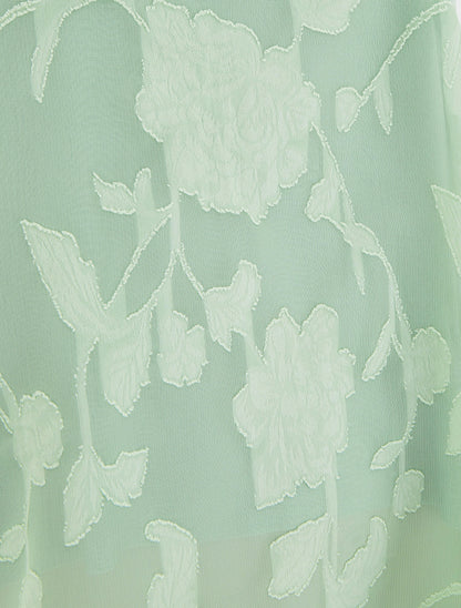 Caraco uni à imprimé floral - Vert amande - 3