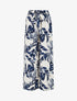 Pantalon élastiqué à imprimé tropical - Marine - 1